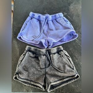 CVG constantly varied gear rest day shorts in distressed dark gray and purple